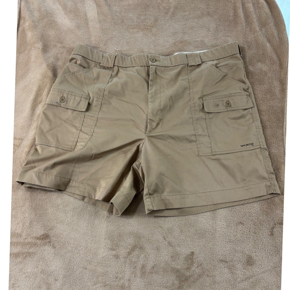 Sportif USA stretch cargo shorts Mens Size 46 Tan‎ Good Condition Stain Tear